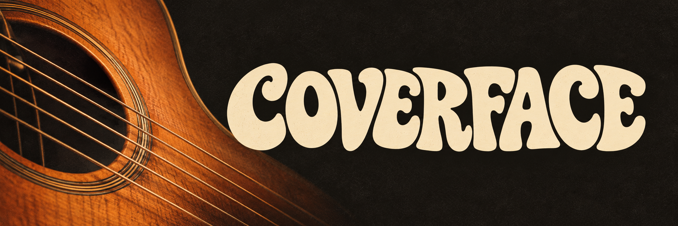 Coverface in cream retro lettering beside a warm orange acoustic guitar