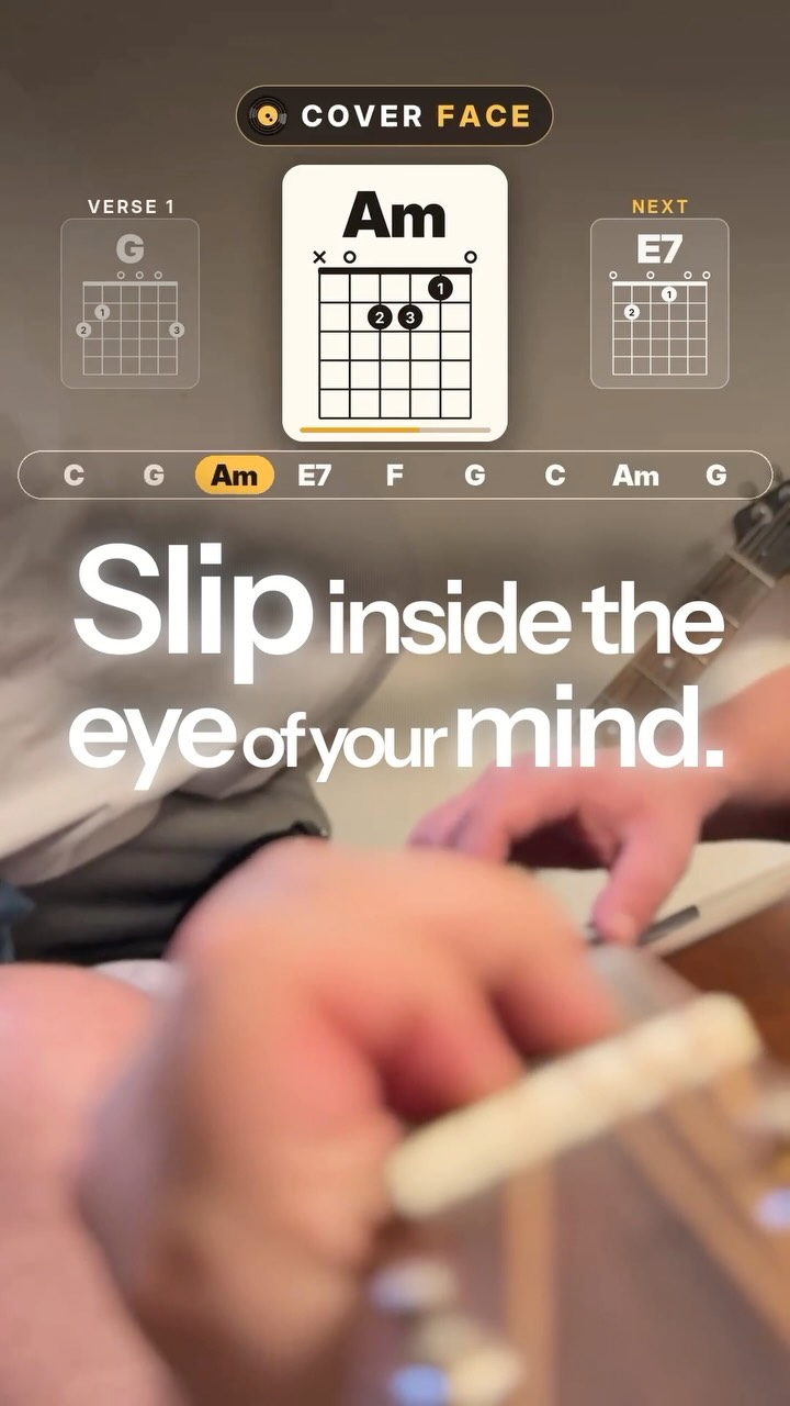 Acoustic guitar and chord diagrams from Coverface’s Don’t Look Back in Anger video